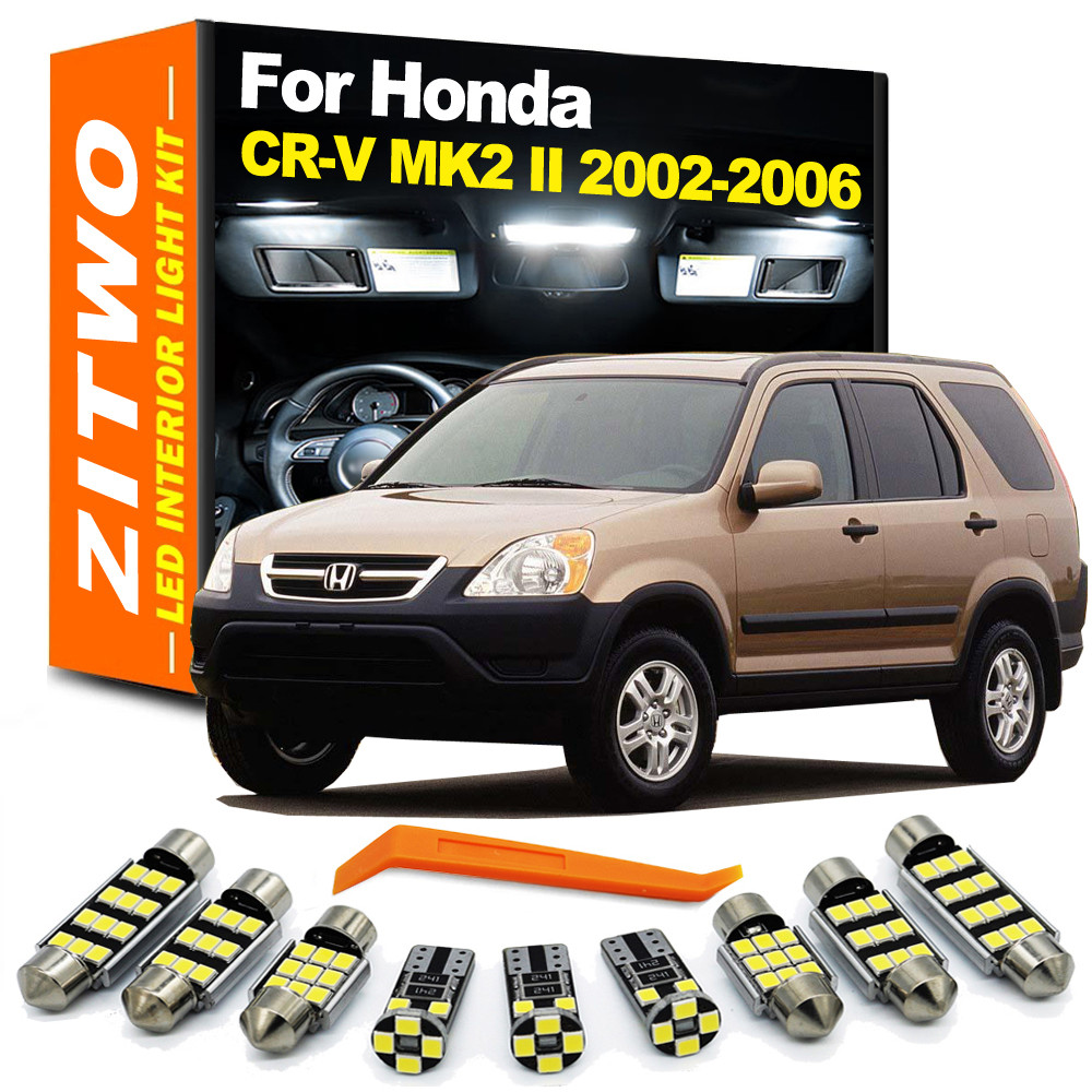 ZITWO 9Pcs LED Interior Dome Map Light Kit For Honda CRV CR-V 2002 2003 2004 2005 2006 II MK2 Car Le