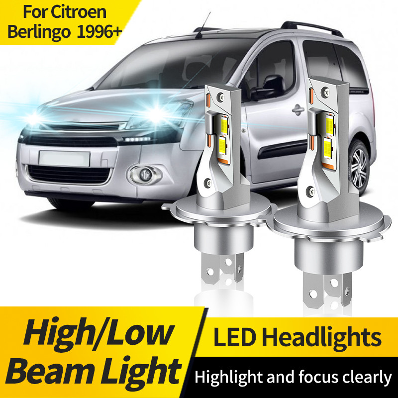 2PCS For Citroen Berlingo 1996-up 20000LM Canbus H4 Car LED Headlight HB2 Auto Hi/Lo Beam Lamp LED B