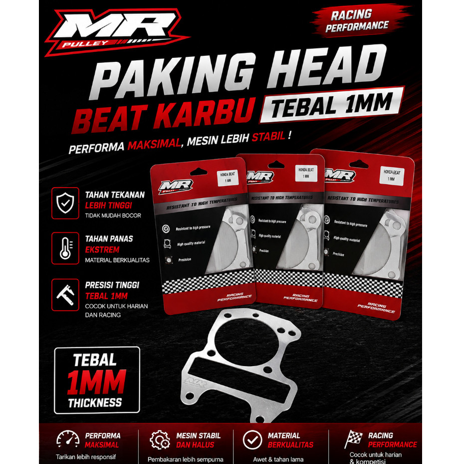 PAKING HEAD BEAT KARBU SCOOPY KARBU KVY PAKING HEAD BEAT CARBU MR PULLEY TEBAL 1MM RACING MR PULLEY