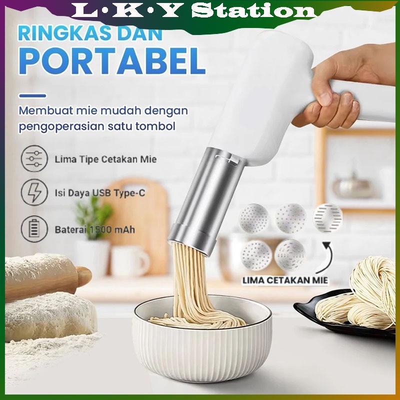 meiguistore - 5 IN 1 Pasta Maker Elektrik Mesin Mie Listrik Pasta Giling Mie Gilingan Mie Elektrik B