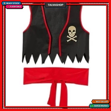 Rompi Bajak Laut Flanel Rompi Bajak Laut List Merah Kostum Halloween Anak Dewasa ORI