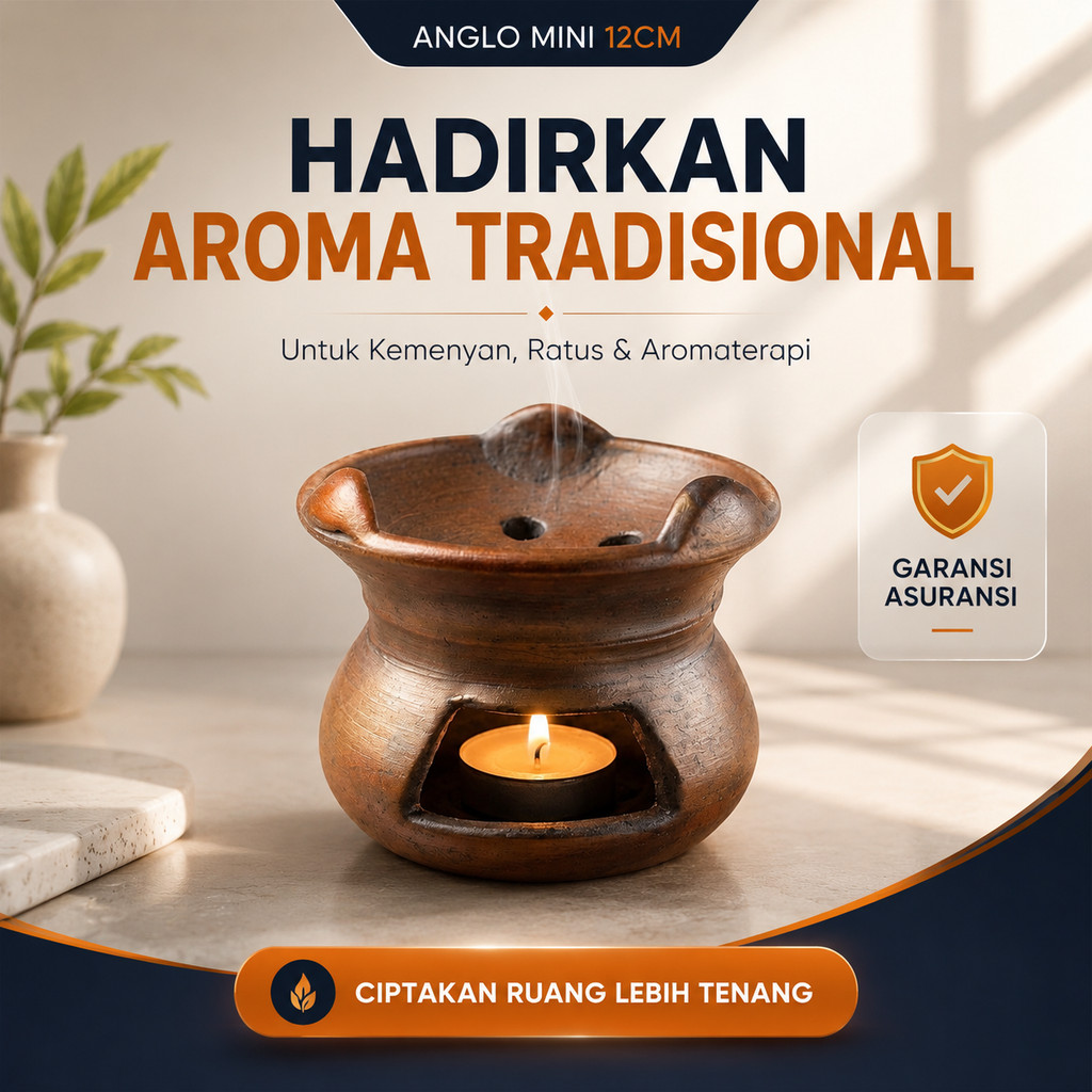 Tungku Dupa Gerabah Mini 12 cm Tanah Liat | Tempat Bakar Kemenyan Ratus Aromaterapi