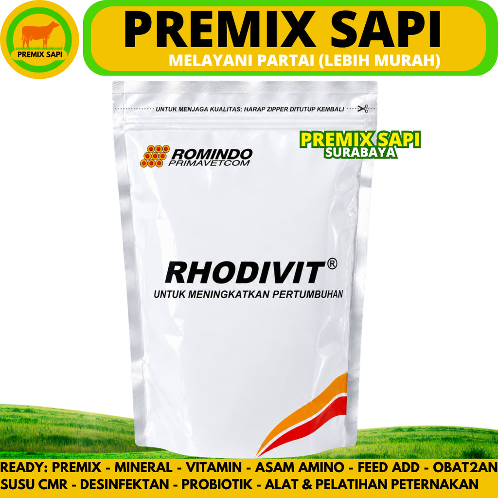 RHODIVIT 1 KG (10 PCS @100 gr) - Vitamin Ayam Meningkatkan Pertumbuhan & Produktivitas Unggas Ayam B