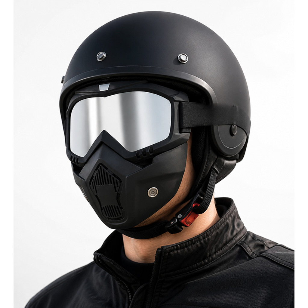 Kacamata Masker Google Googles Goggle Helm Masker 2in1 Motor Set Trail Cross Goggle Helm Bogo Retro Trail Kacamata Bisa Dilepas OSBE Detachable 2 in 1 Pria Wanita Anti Debu Angin Pelindung Wajah Full Face Touring Sepeda Listrik