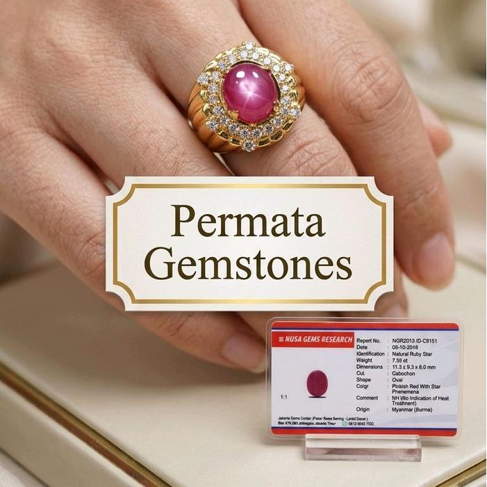 Cincin Batu Permata Red Ruby Star Burma Fatwa + Memo NGR Lab - 6