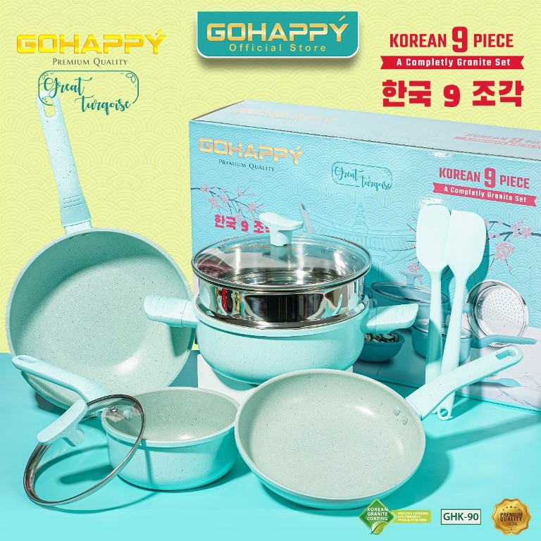 GOHAPPY PANCI GRANITE KOREAN Wok fry milk sauce pan spatula silikon wajan korea G90 NONSTIK