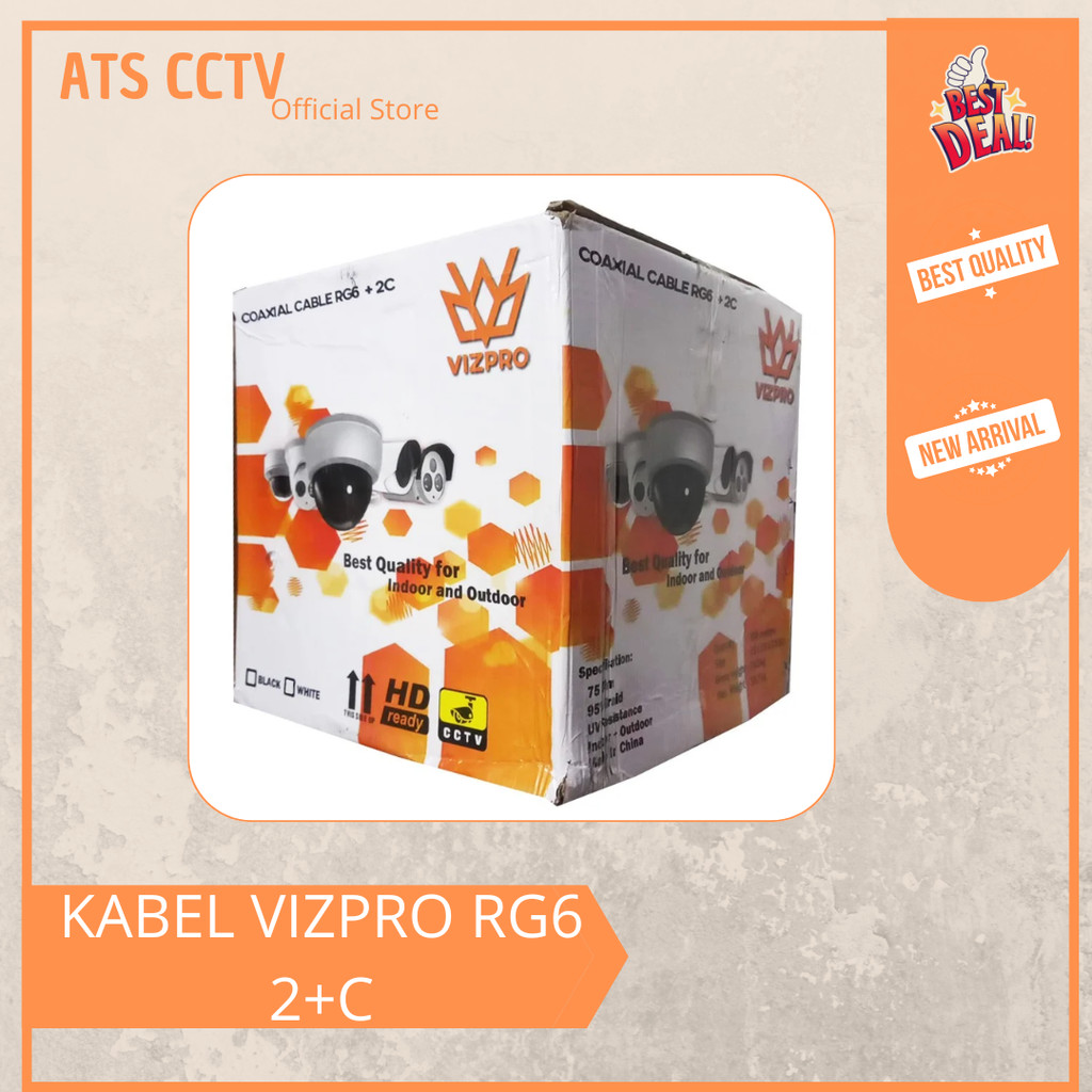 KABEL VIZPRO RG6 2+C HITAM/PUTIH