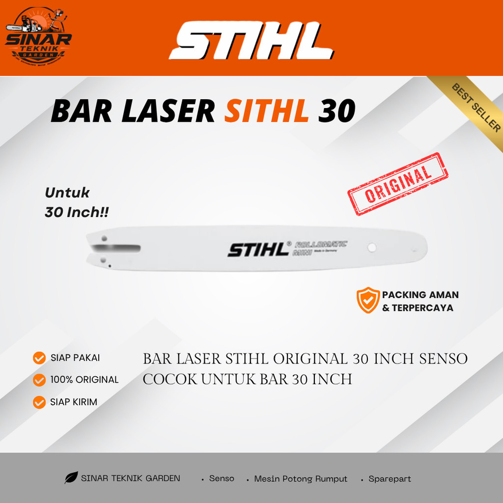 Bar Chainsaw 30 Inch Stihl Laser Bar Senso Guide Bar Gergaji Mesin Potong Kayu Besar Sparepart Origi