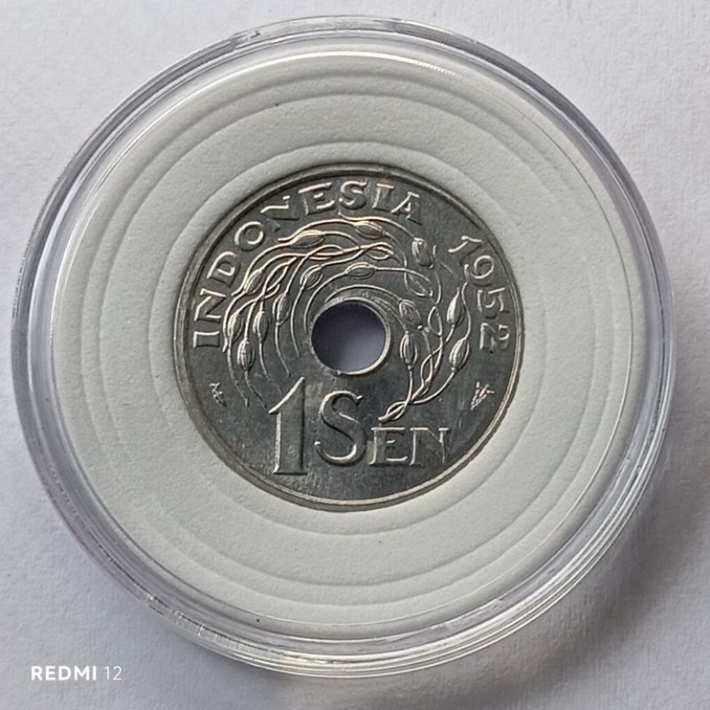 (READY STOK) uang koin kuno 1 sen lubang bolong alumunium 1952 luster (TERLARIS)