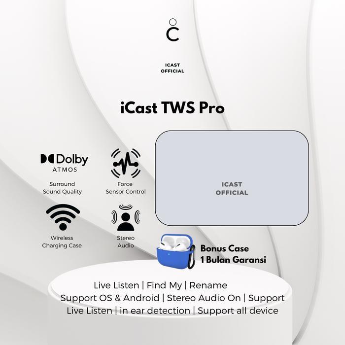 [GRATIS CASE] iCast Pro H1 Wireless Charging case TWS Bluetooth by iCast Official