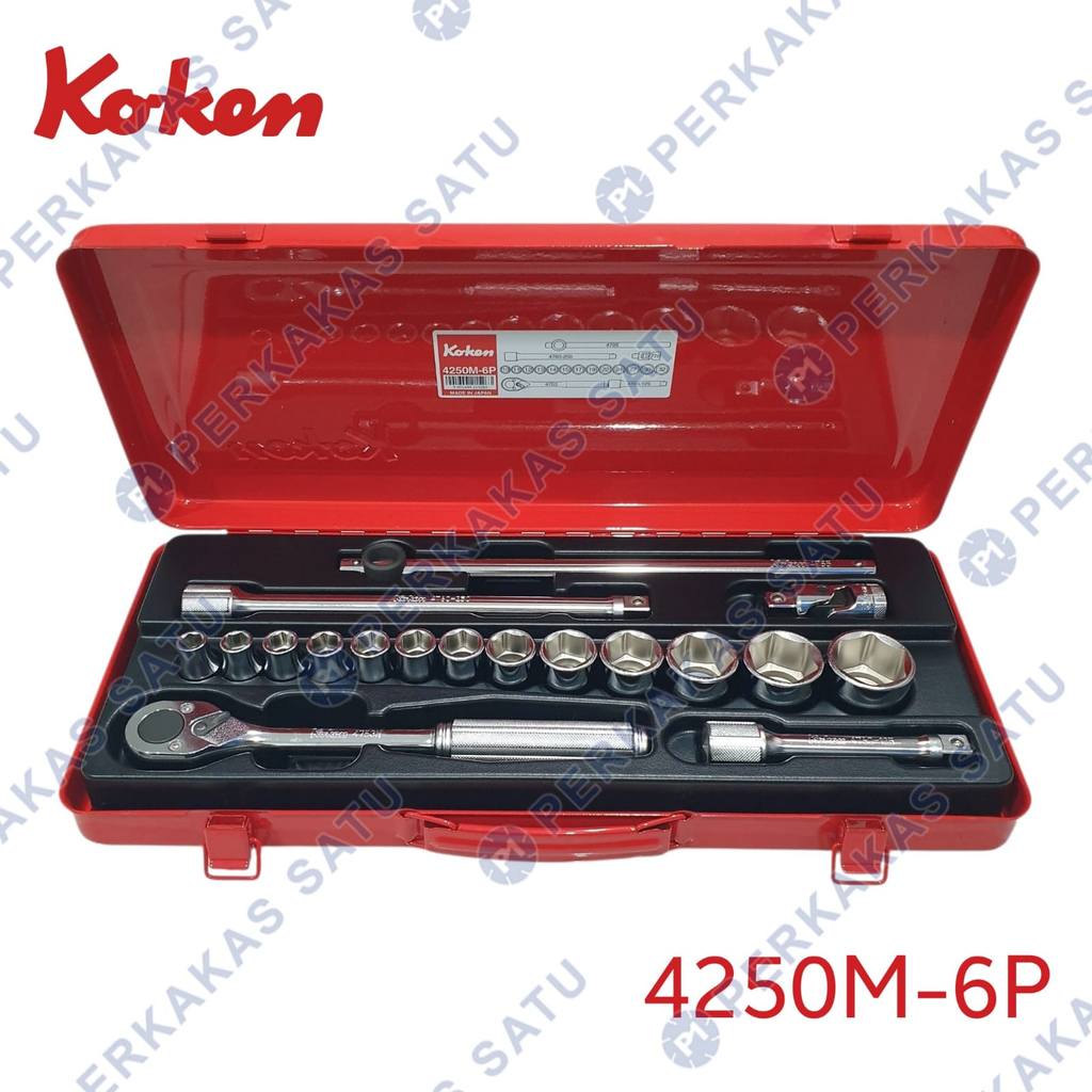 KOKEN MATA SOCK SET 1/2" 18PCS 6PT KOKEN 4250M-6P JAPAN SOCKET WRENCH SET 18 PCS 6 PT