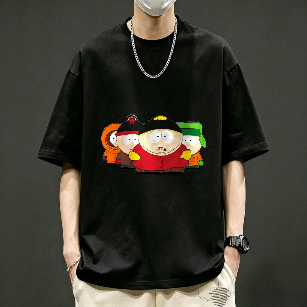 Kaos Oblong Putih Sablon Karakter South Park Lengan Pendek Kaos Unisex Kaos Katun Combed 24s Bahan A