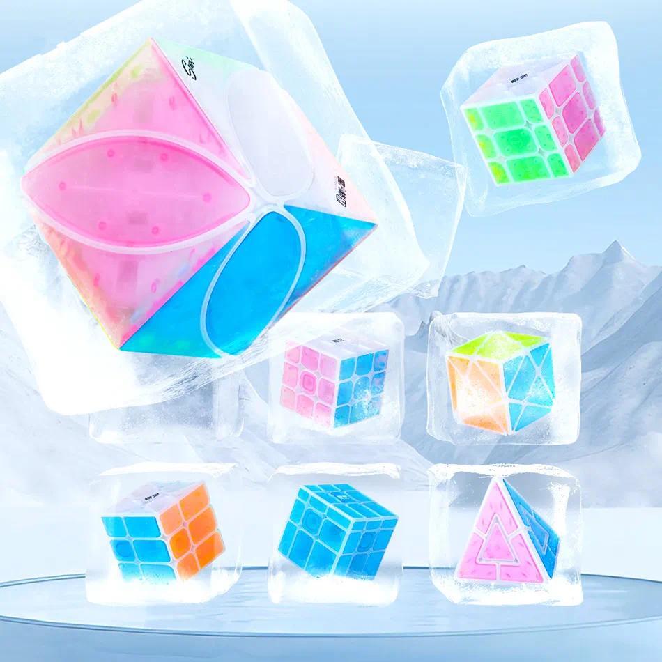 QiYi Ice Amber Series Cubes Fisher/Axis/Mirror Cube 3x3  Educational Puzzle Magic Cube For ildren Gi