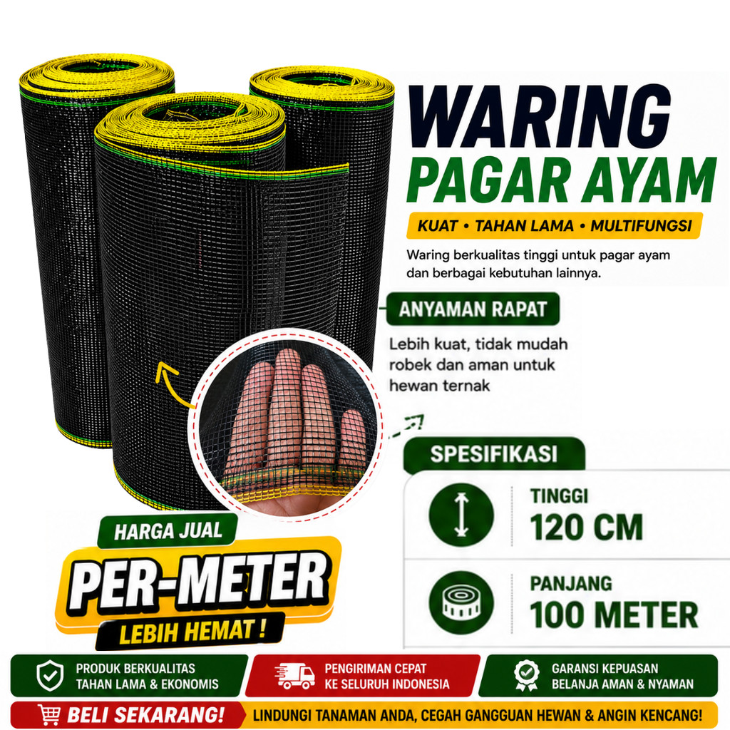 Waring Ayam Ecer / Waring Pagar Ayam Panjang 100 Meter Harga Permeter / Waring Murah Eceran