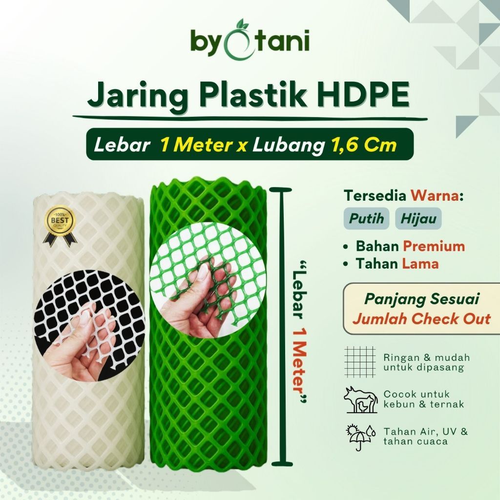 Jaring Kawat Plastik HDPE Lebar 1 Meter - Lubang 1,6 Cm / Jaring Kandang Ayam / Jaring Kebun / Jarin