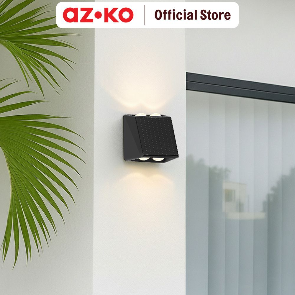 AZKO Krisbow Plain Lampu Dinding Outdoor LED Solar 1 Watt 3Cct Ip65 - Hitam Lampu Tembok Lampu Teras