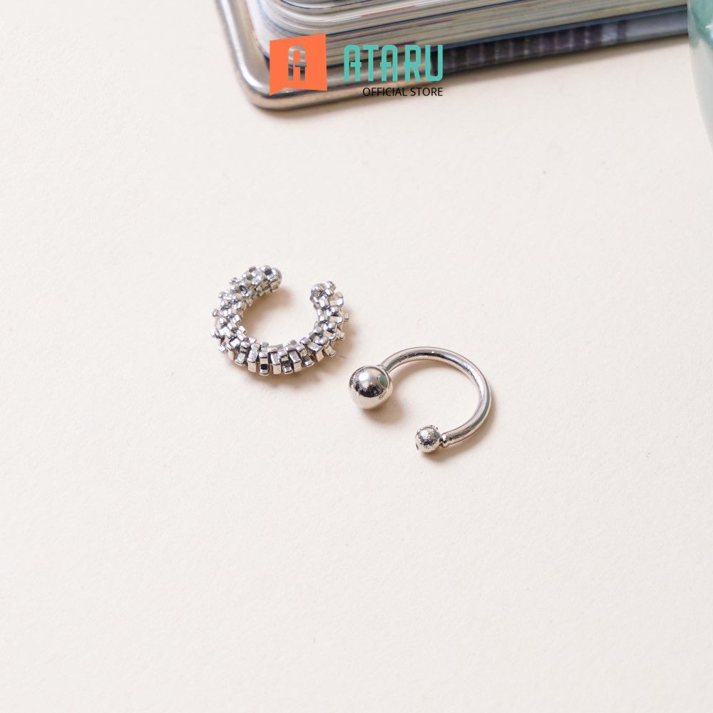 Ataru Anting Jepit Set 2 pcs Earrings Ear Jewelry Giwang Hiasan Telinga Ear Accessory Anting Tusuk S