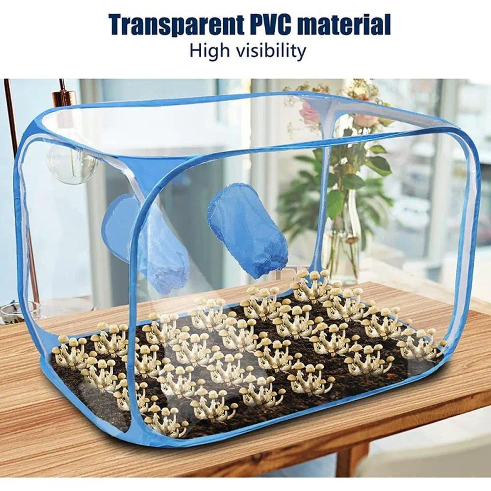 1PC Mushroom Grow Still Air Box Portable Plastic Mycology Fume Hood Propagation Stations Mushroom Gr