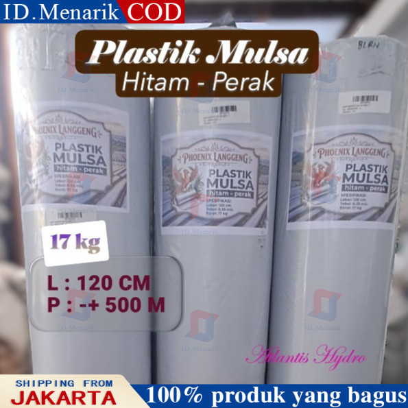 Plastik Mulsa Pertanian Hitam Perak L 1,2 M Panjang 500 M ( 1 Roll )