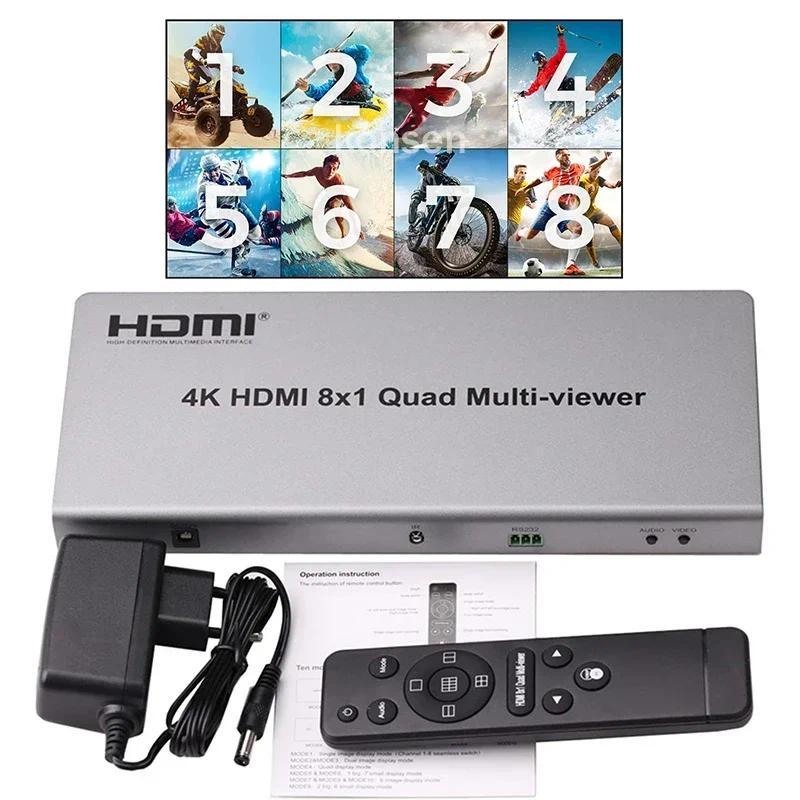 4K HDMI Video Multi Viewer 8 in 1 out HDMI multiviewer Seamless Switcher 8x1 1080P 8 Picture HDMI