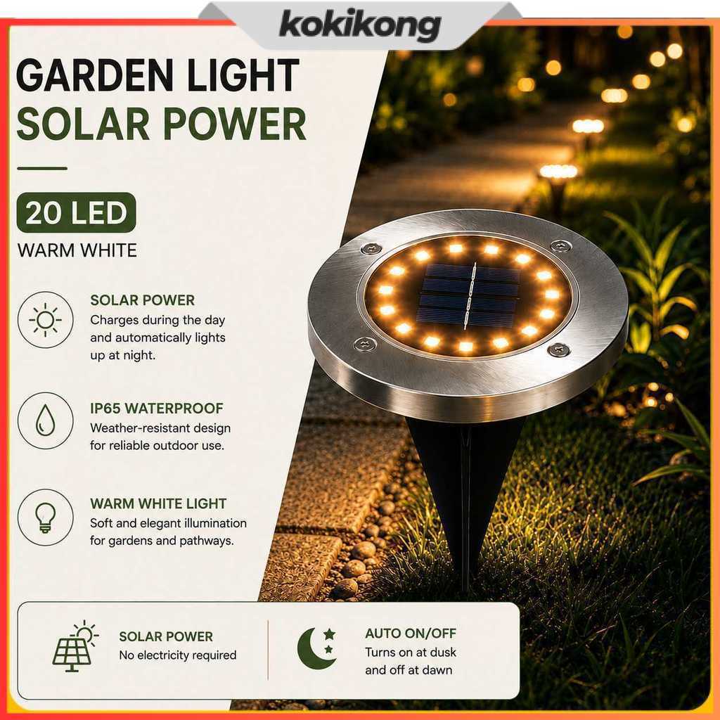 Lampu Taman Hias Ground Light Solar Sensor Warm White 20 LED - Y012