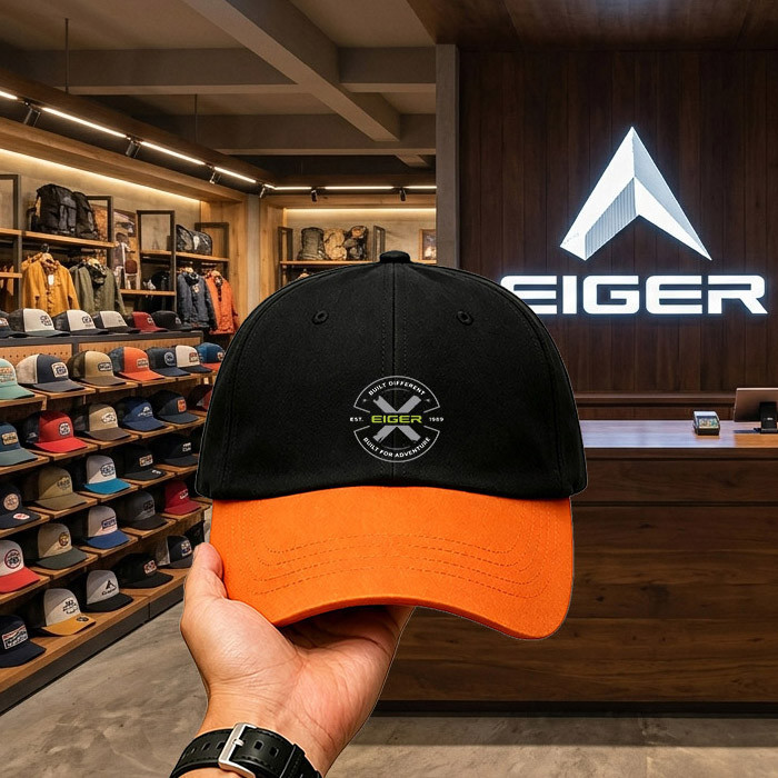 EIGER Topi Baseball Bordir Premium Topi Casual Pria Wanita Kekinian Streetwear