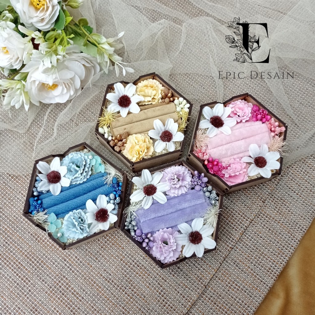 Tempat Cincin | Kotak Cincin Tunangan | Box Cincin Pernikahan | Ring Box Rustic | MDF
