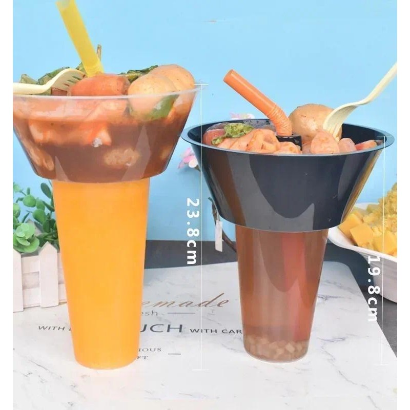 50pcs 500/700ml Disposable Food Cola Cup Thick Plastic Walking Hot Pot Cups Cold Drink Fruits Cup Ho