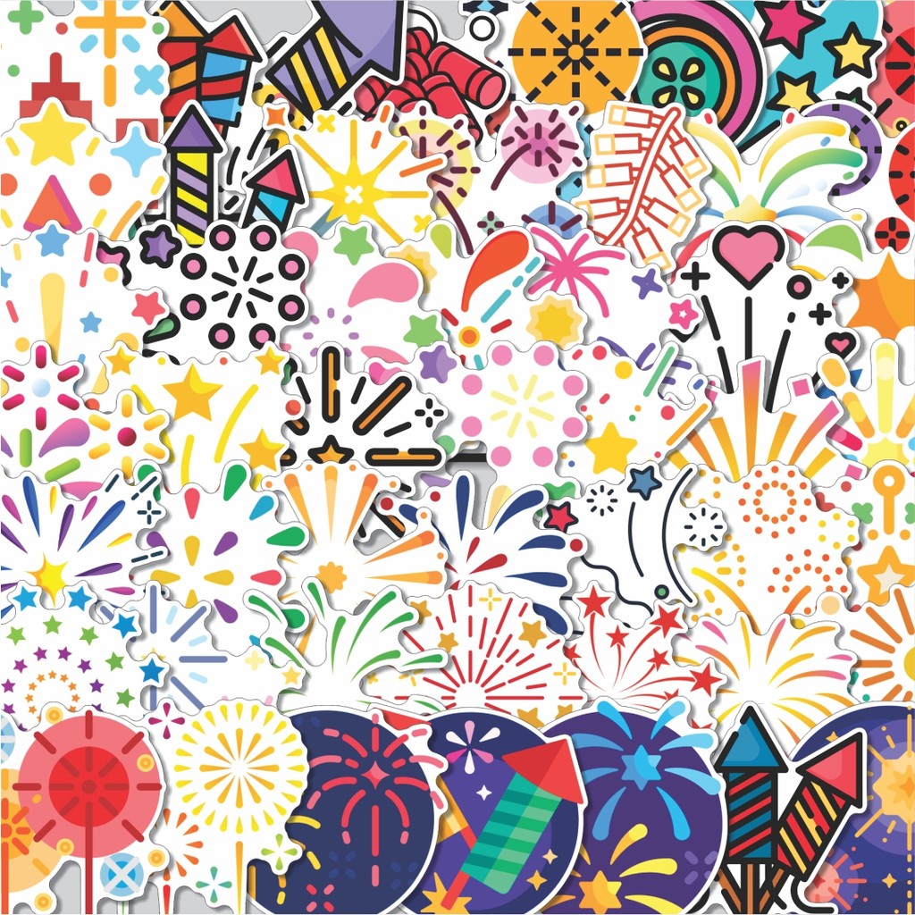 

Stiker Cutting Pack Stiker Kembang Api (Fireworks) Isi 100Pcs Series Aesthetic Lucu Keren Untuk Koper Bahan Vynil