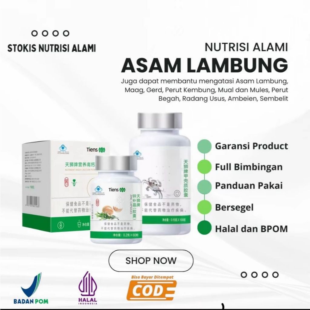 OBAT TCM HERBAL CHINA PAKET ASAM LAMBUNG GERD Kronis Gerd Anxiety - CHITIN CHITOSAN ZINC KAPSUL & KA