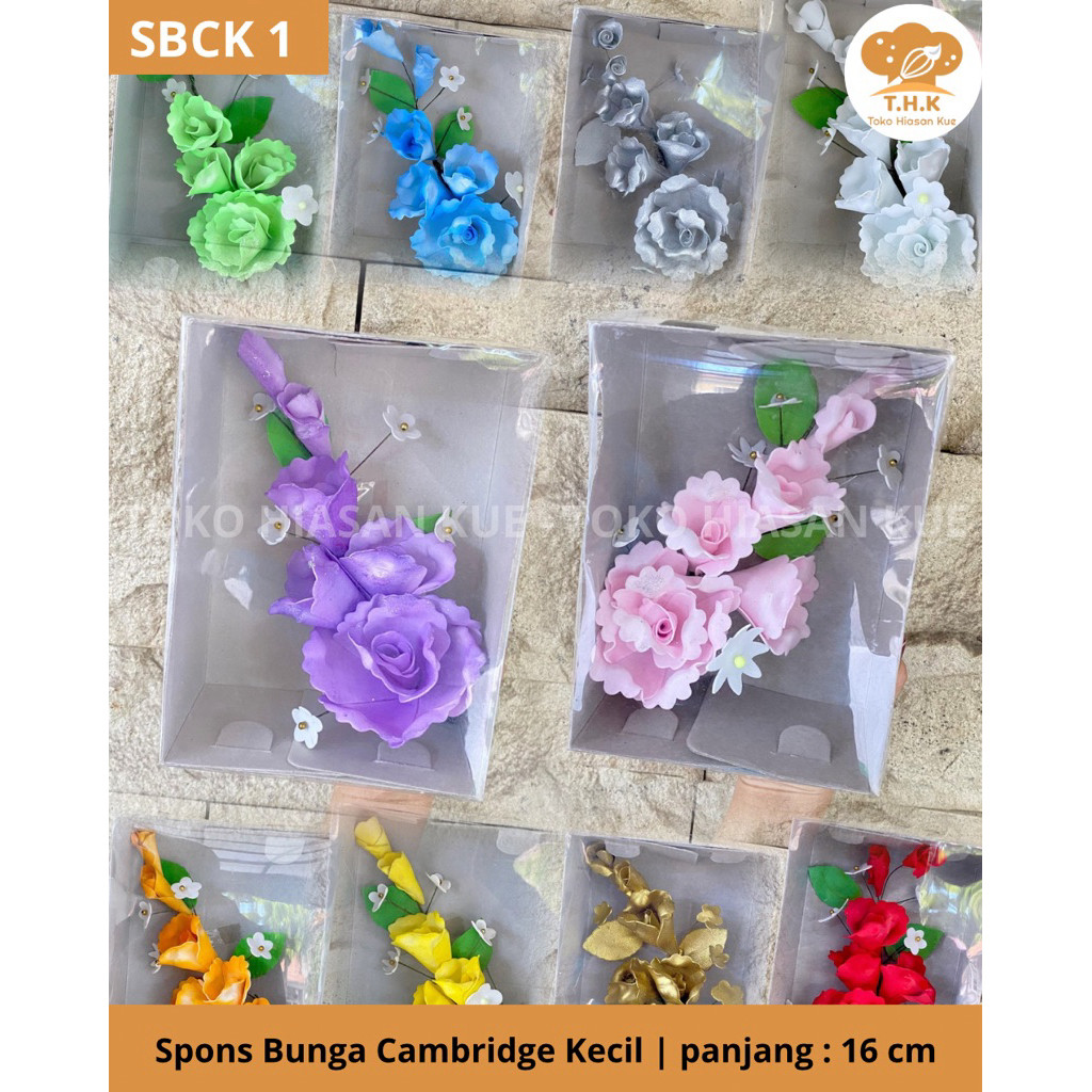 SBCK1-Bunga Spons Rangkaian Wedding Pengantin Cambridge Kecil Hiasan Kue Ulang Tahun Hantaran