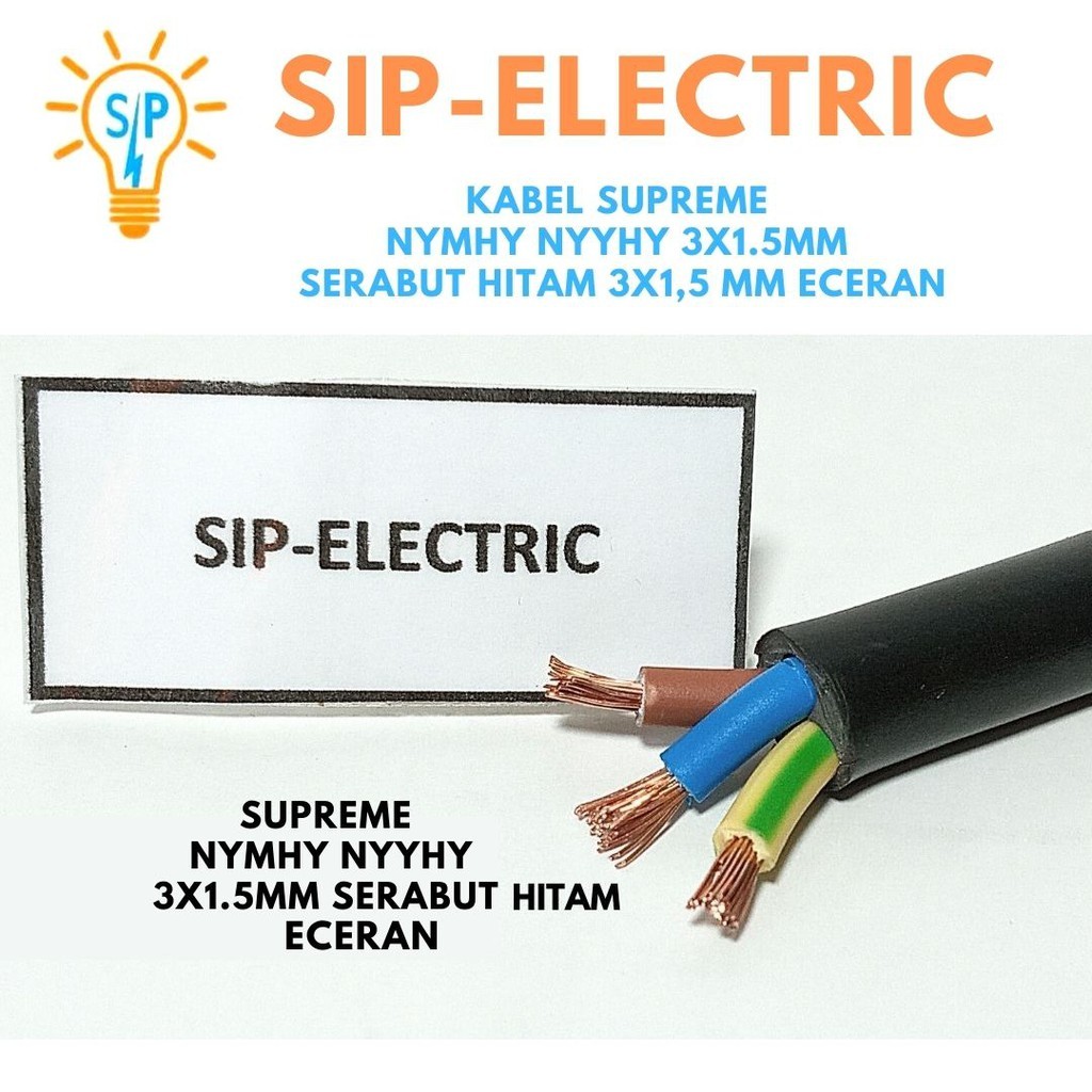 Kabel Supreme Nymhy Nyyhy 3X1.5 Mm Serabut Hitam Eceran / Supreme Nymhy Nyyhy 3X1,5 Mm