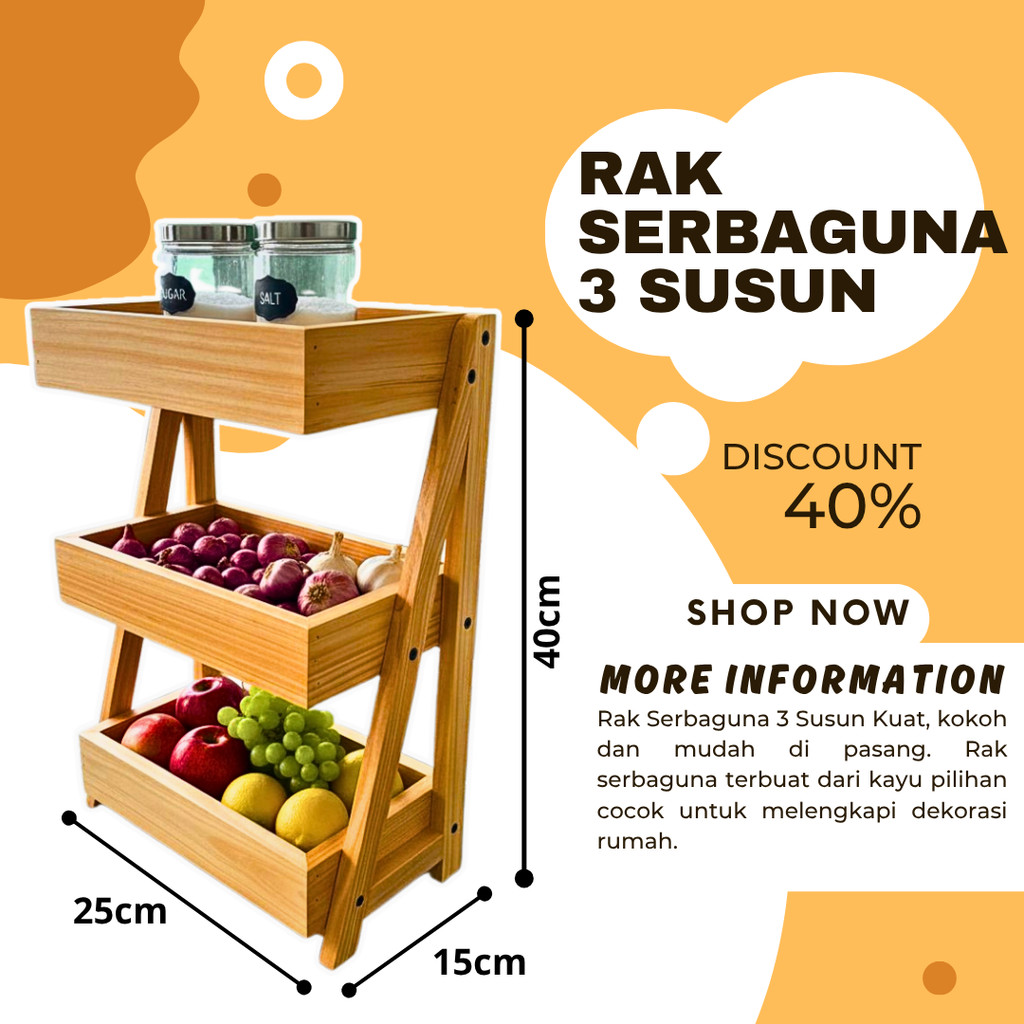 Rak Tempat Bawang / Rak Bumbu / Rak Telur 3 Susun