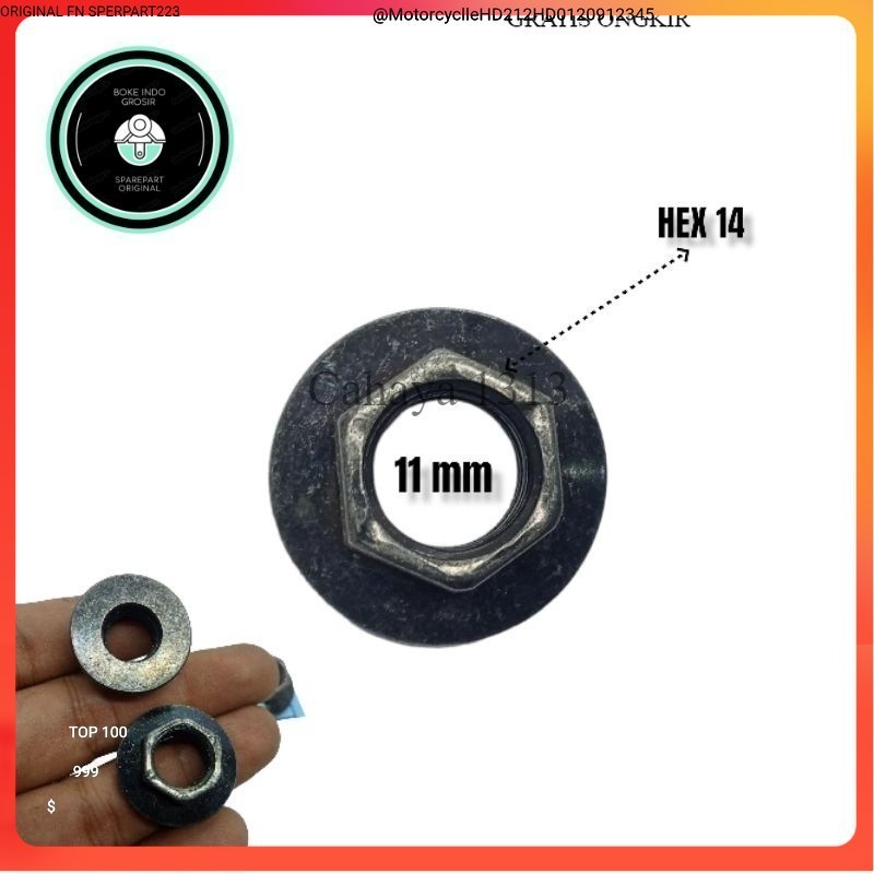 NUTS FLANGE M 11 HEX 14 MUR 14 LUBANG 11MM COPLE MESIN BLOK MAGNIT new Cs1