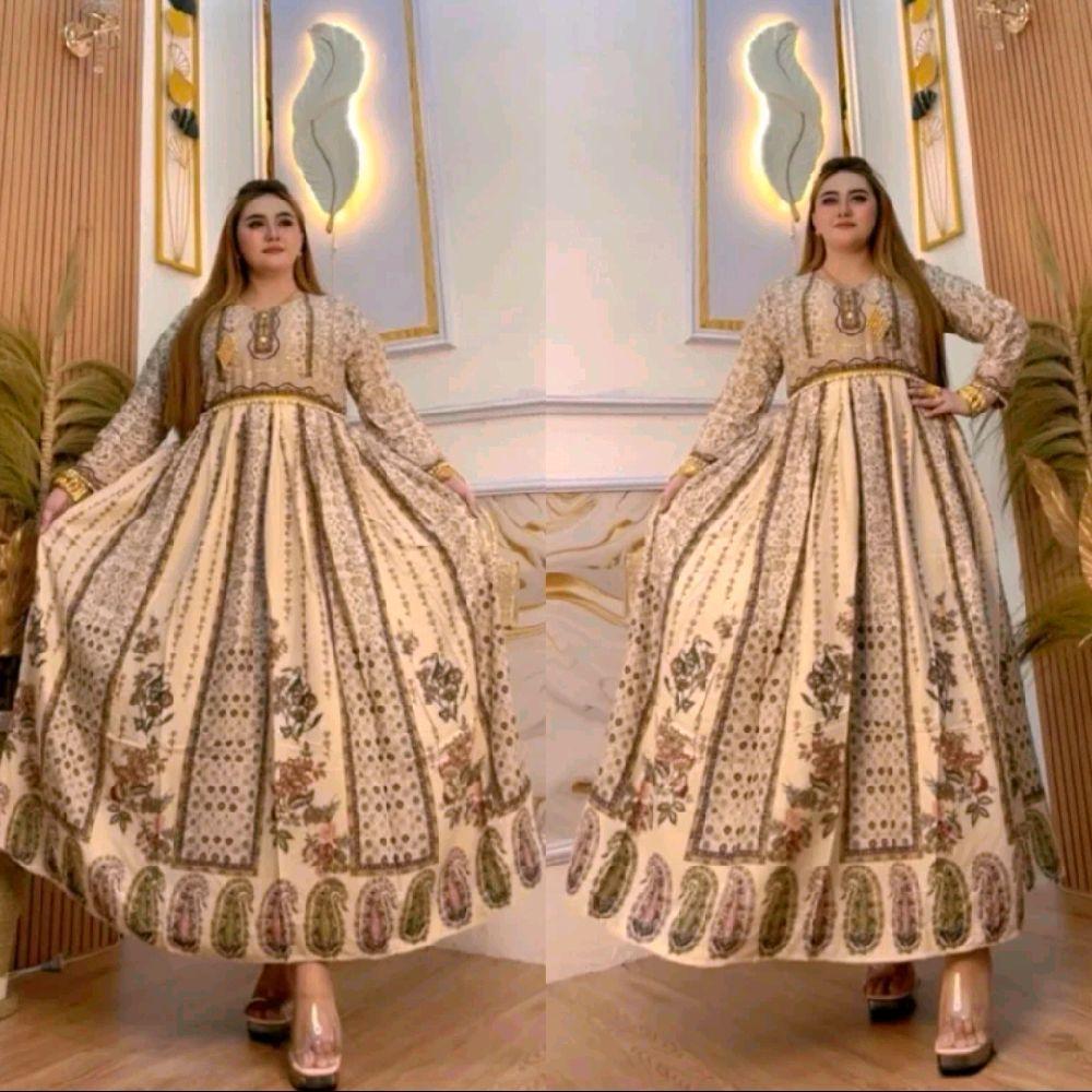 Gamis Wanita Hindi Sekaru Standar & Jumbo Rayon Premium Pakaian Muslim Panjang Lengan Panjang Adem N