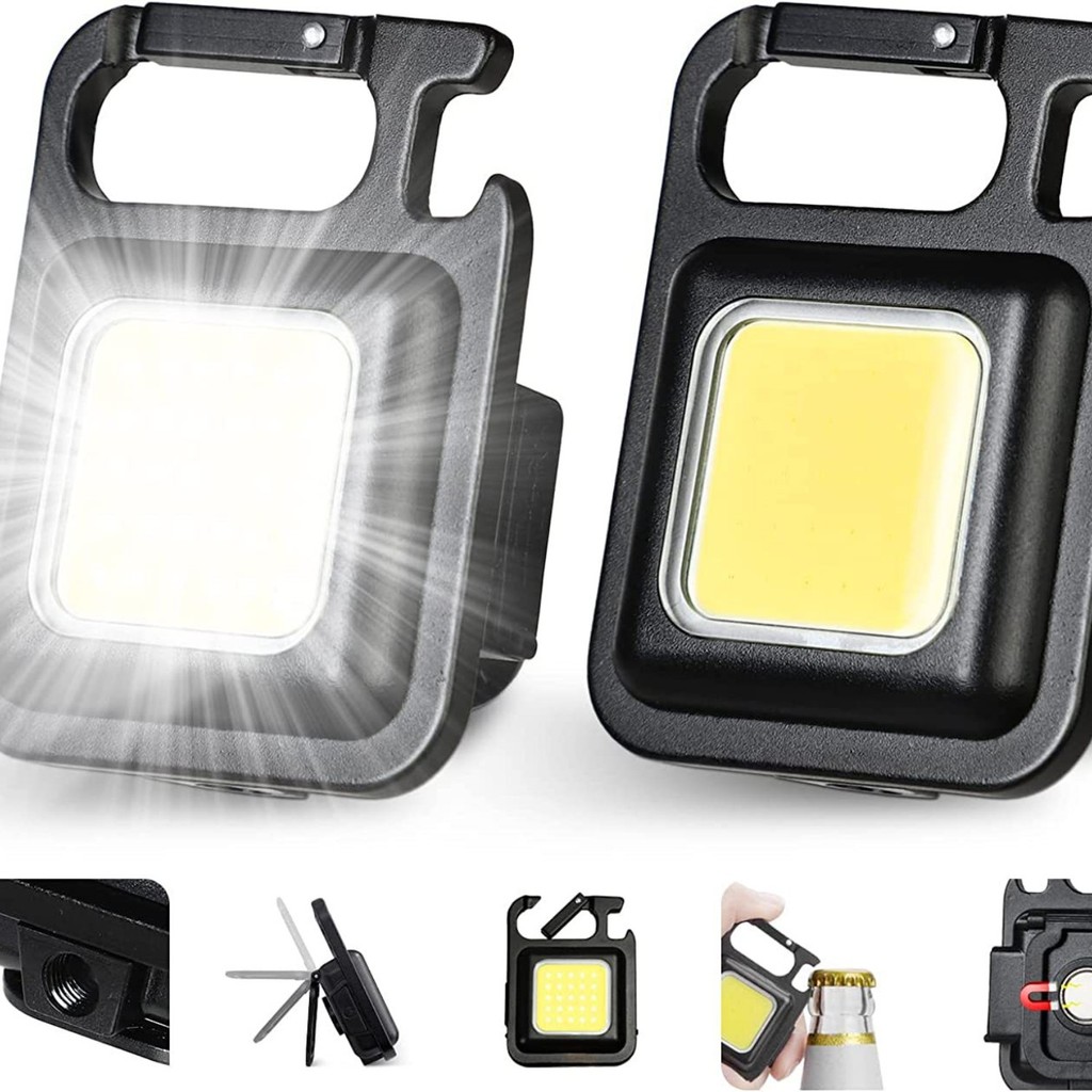 Senter Mini Led Cob Gantungan Kunci Besi Lampu Kecil Keychain Camping Alumunium Cas Usb