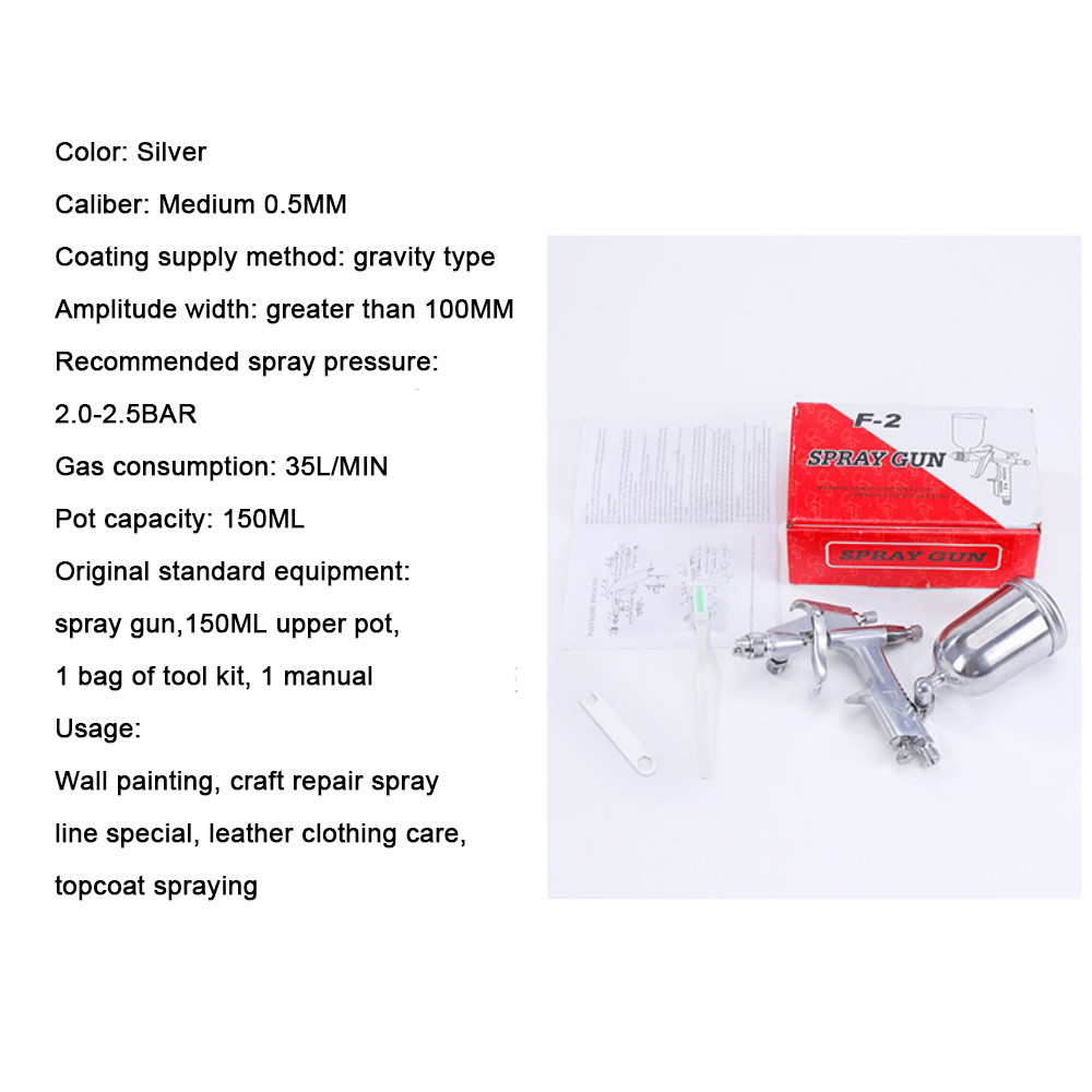 F-2 Pneumatic Spray Gun High Atomization Spray Gun, Pneumatic Spray Gun for Oil Wall Painting Coatin