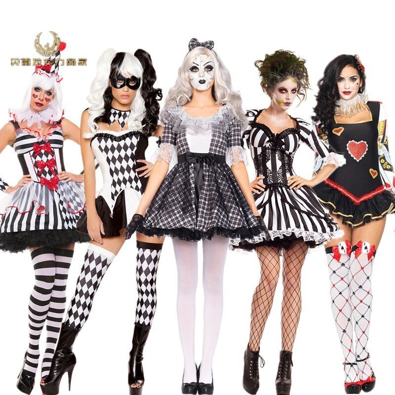 Halloween Costume cosplay Sexy Circus Clown Animal Trainer Vampire Bride Nightclub ds Costume QI9T