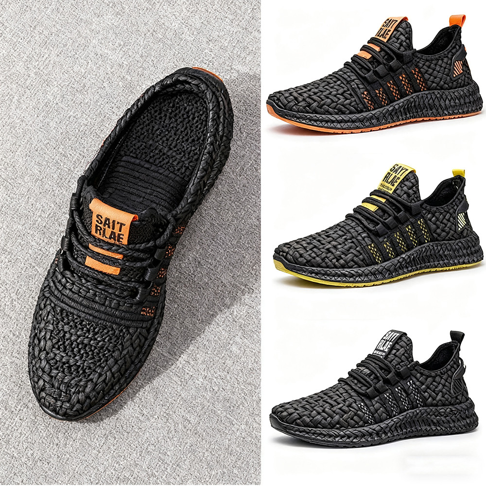 sepatu kasual casual sepatu pria hitam / slip on cowok rajut pria shoes