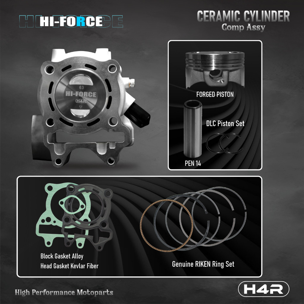 H4R CYLINDER CERAMIC BLOK SEHER BORING KOMPLIT BORE UP VARIO 125 150 ESP FI ADV PCX 150 62MM 63MM | 