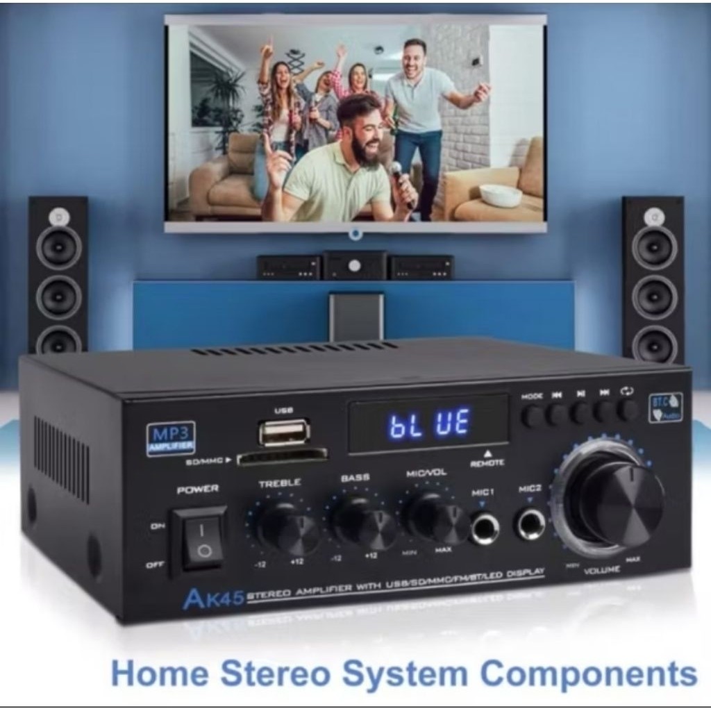 FLECO POWER AMPLIFIER- AK45 /// AMPLIFIER DOUBLE POWER LED DIGITAL EQ HOME THEATRE PAKET AMPLIFIER+M