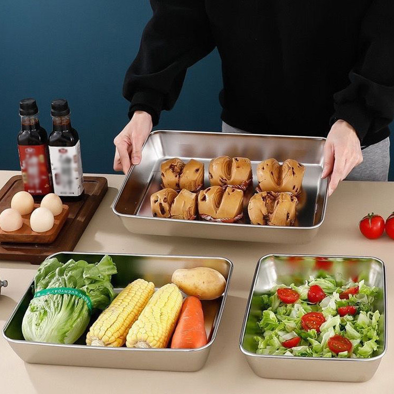 Food Box Stainless 304 Tempat Wadah Makanan Kontainer Makanan Sayuran Tempat Sayur Stainless Kotak S