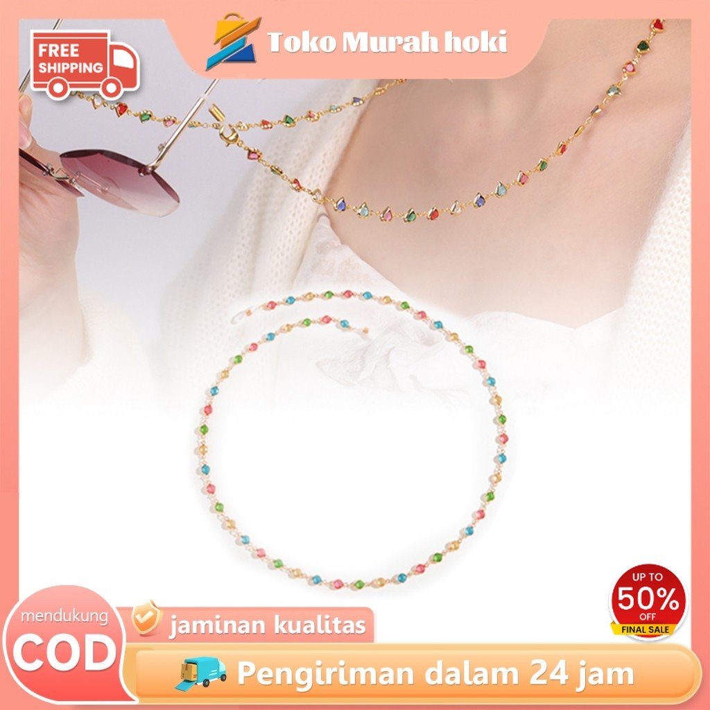 Tali Kacamata Rantai Kacamata Berlian Berwarna Wanita Kalung Strap Kacamata Kalung Kacamata