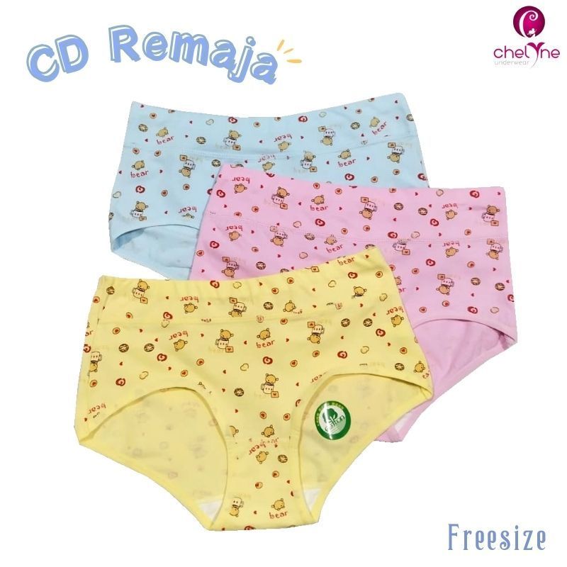 CD Wanita 1043 CD Remaja Low-Waist Size L -  Bahan Katun Dengan Motif Lucu