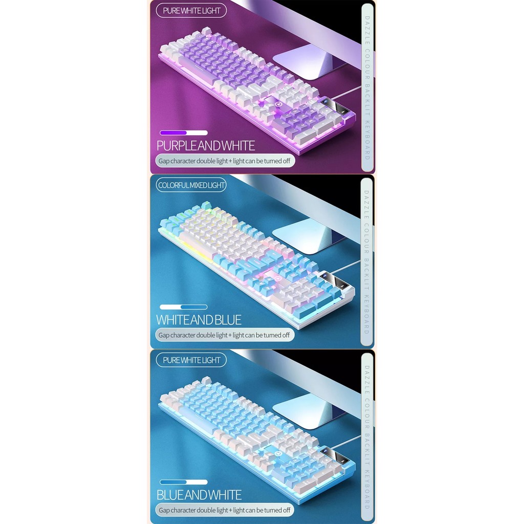 K500 Pink Keyboard Mixed Color White Pink Keycaps 104 Keys Wired Gaming Keyboard for Laptop PC