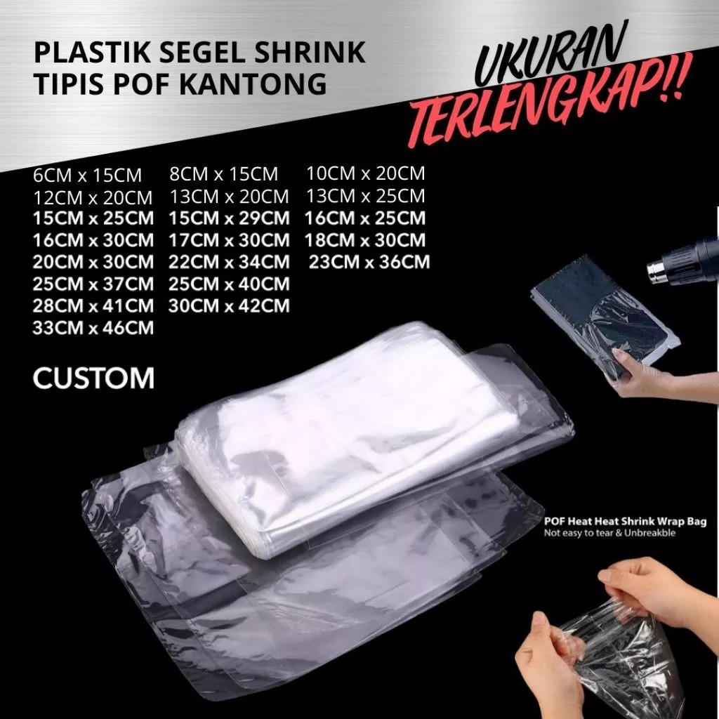 POF Plastik Segel Shrink Tipis Potongan Kantong Segel Dus, Buku, Majalah, Hp Segel Termurah Ukuran T