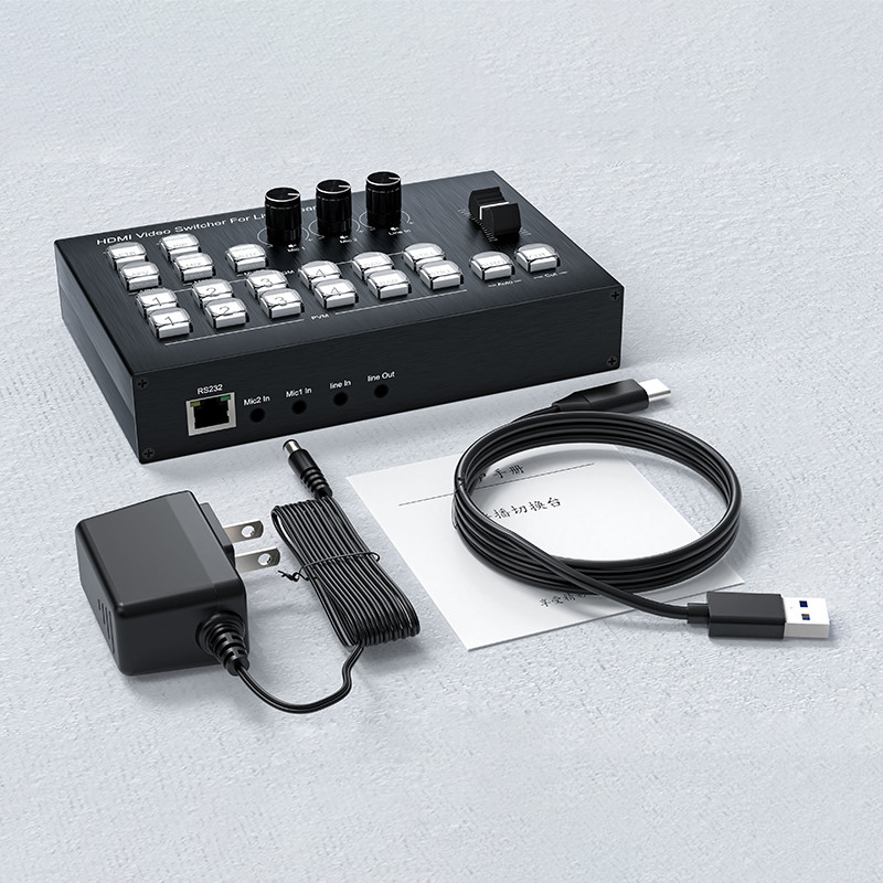 HDMI Video Mixer Switcher Live Streaming 4-Channel 4 Way Multi-View HDMI Video Switcher Broadcast Li