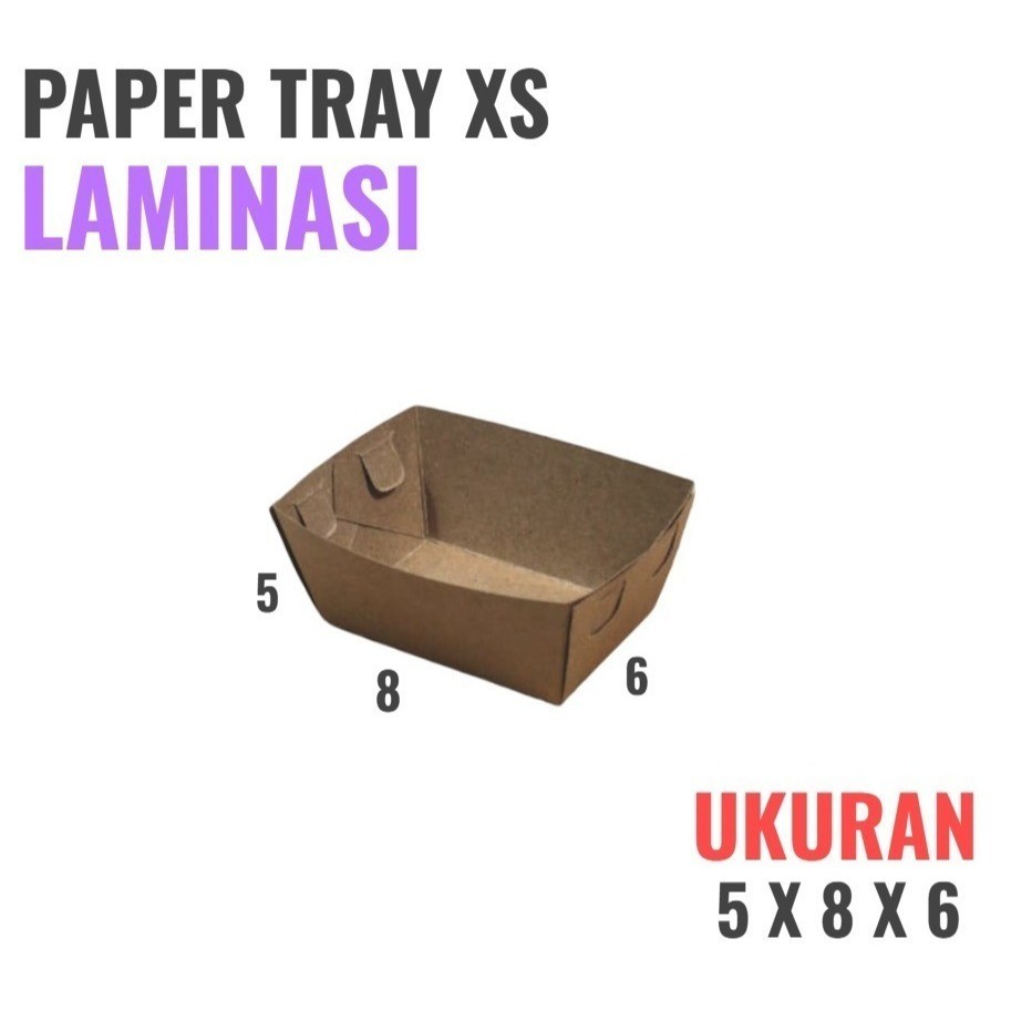 PAPER TRAY XS KRAFT / KRAFT FOOD TRAY Laminasi / WADAH snack / TEMPAT kue / Piring kentang Goreng / 