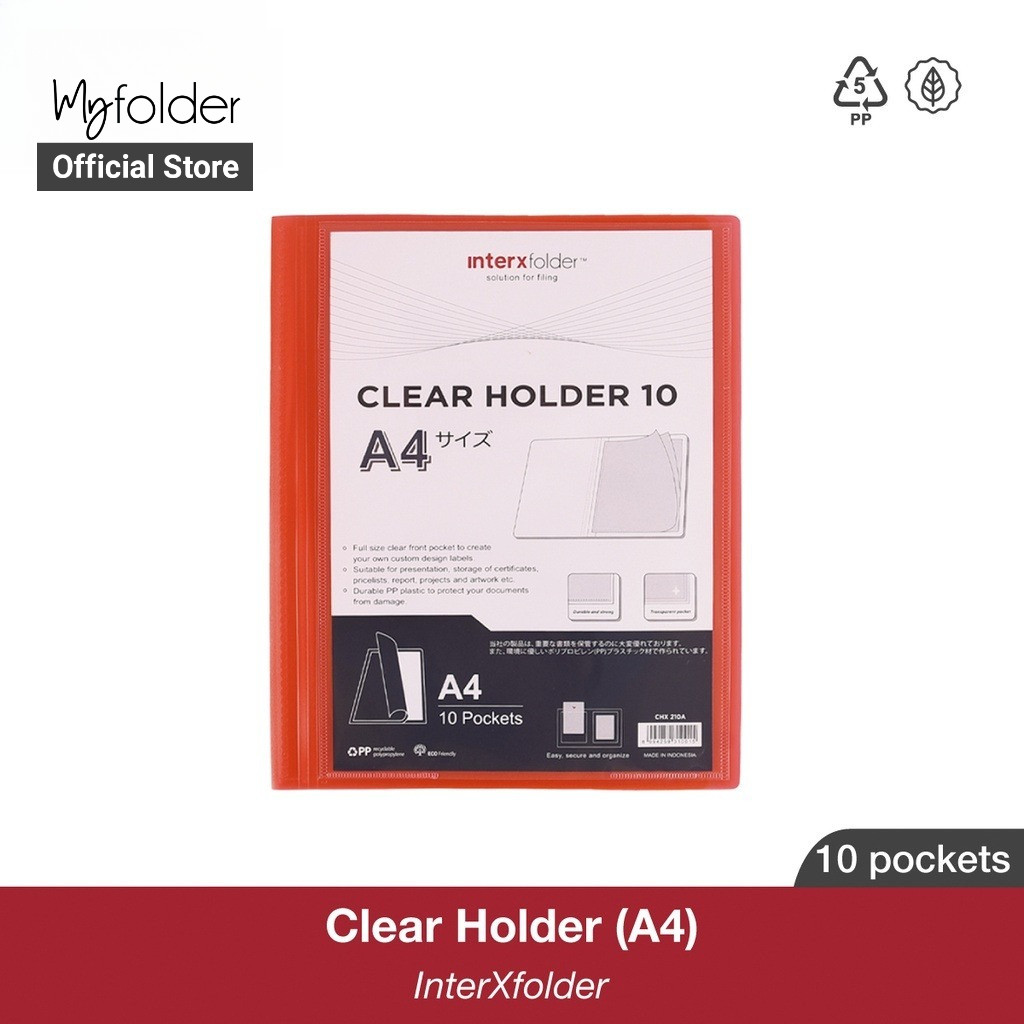 InterX Folder Clear Holder /  Ada Kantong Depan / Map Display Album / Document Keeper 10 lembar A4