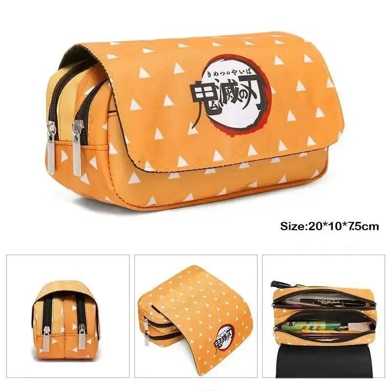 Demon Slayer 3D Anime Pen Bag Student Storage Bag Tanjirou Nezuko Zenitsu Giyuu Cartoon Pen Box Kawa